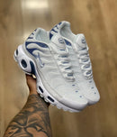 Tênis Air Max TN (Branco, Cinza e Azul Escuro)